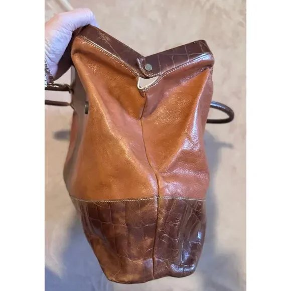 Vintage Furla Leather and Crocodile Doctor travel Tote, Cognac - Picture 7 of 7